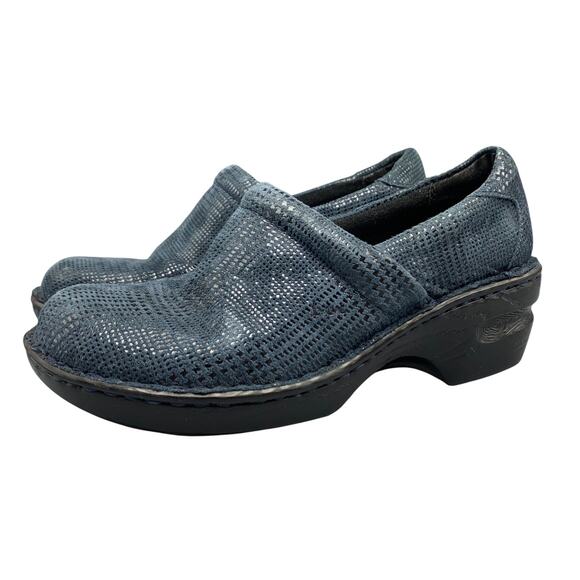 BOC Born Concept Womens Clogs Size 8 Blue Metallic Peggy Shoes Leather Nursing - Picture 1 of 10